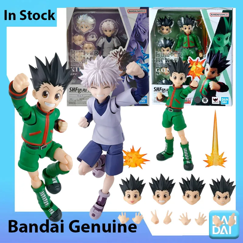 Фото Коллекционная фигурка Bandai 100% Оригинальная модель Hunter X Hunter SHF Killua Gon, готовая модель, игрушка, подарок для мужчин №1