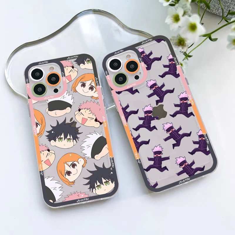 

Cartoon Jujutsu Kaisen Gojo Satoru Phone Case For iPhone 14 13 12 11 Pro Max Mini X Xs XR 6 7 8 Plus SE 2020 Transparent Case