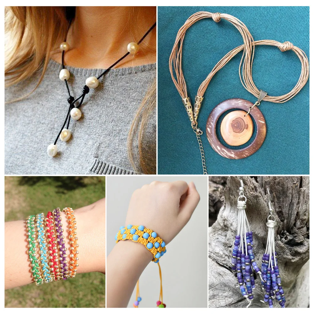 6 8 м/рулон 1 мм вощеные хлопковые шнуры многослойный круглый шнур макраме для