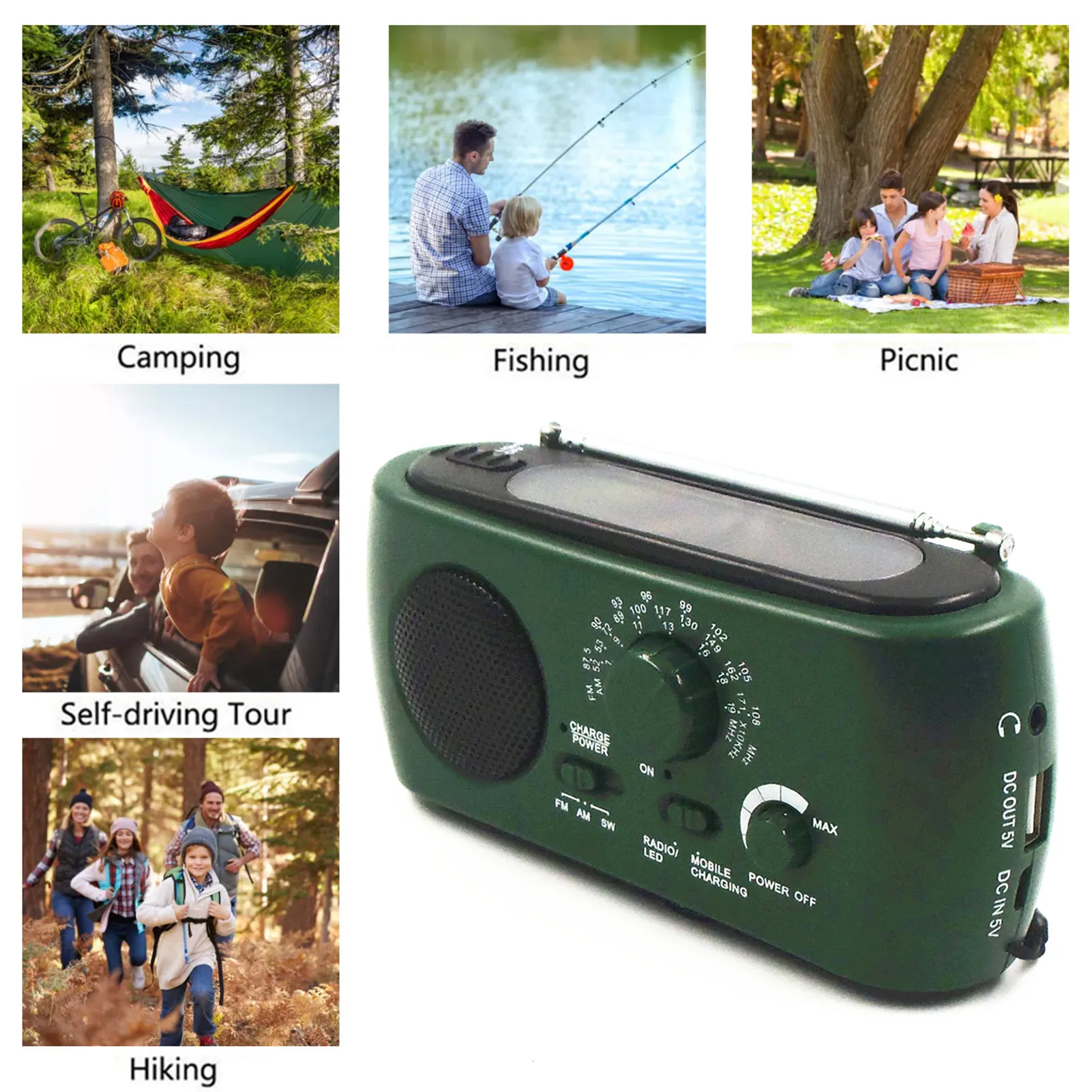 

Portable AM/FM Radio Portable AM/FM RadioMultifunctional Wireless Radio With LED Flashlights Hand-crank And Battery Operated For