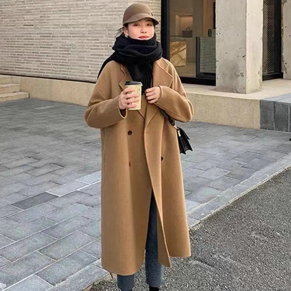 

Повседневное шерстяное пальто, супермягкое Женское зимнее пальто с длинным рукавом, Легкая очистка, Женское пальто