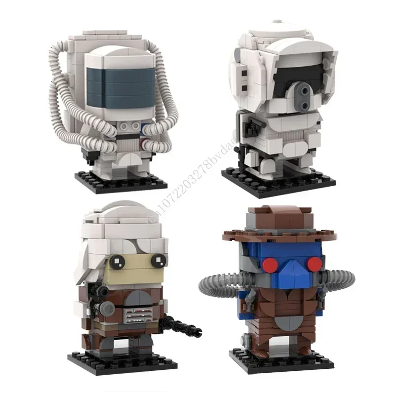MOC Персонажи фильмов Космонавт Астронавт、Scout Trooper、Dengar And Cad Bane Brickheadz Строительные