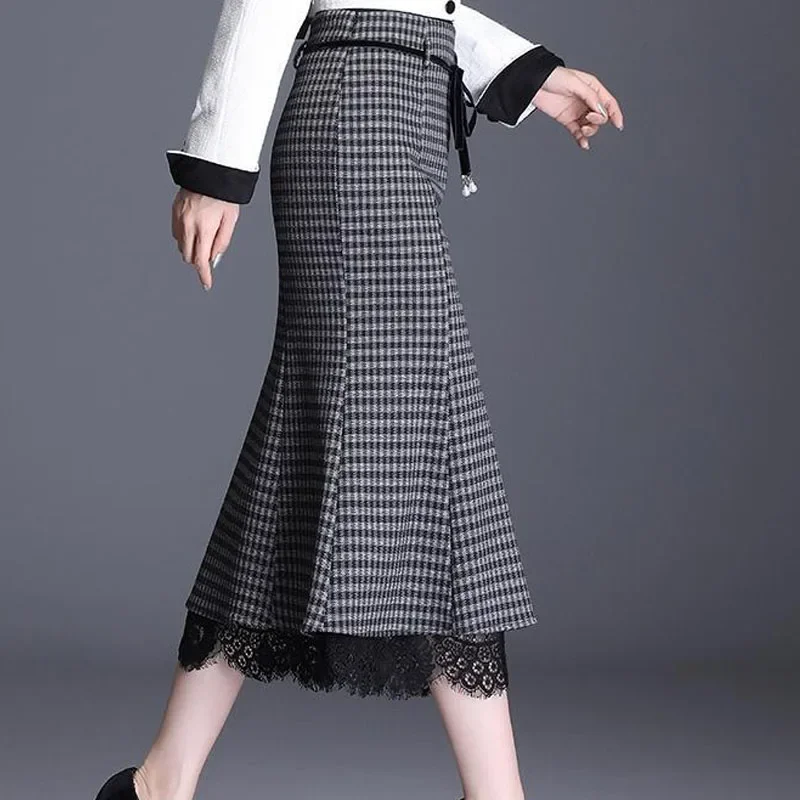 Модная Универсальная юбка-годе Qianniao Grace с высокой талией в западном стиле средней