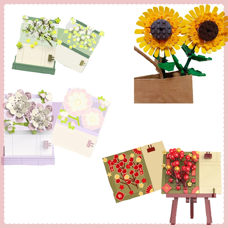 

Новинка эксперт подсолнухи цветок Почтовая открытка модель букеты блоки ботаническая коллекция «сделай сам» блоки для друзей детские игру...