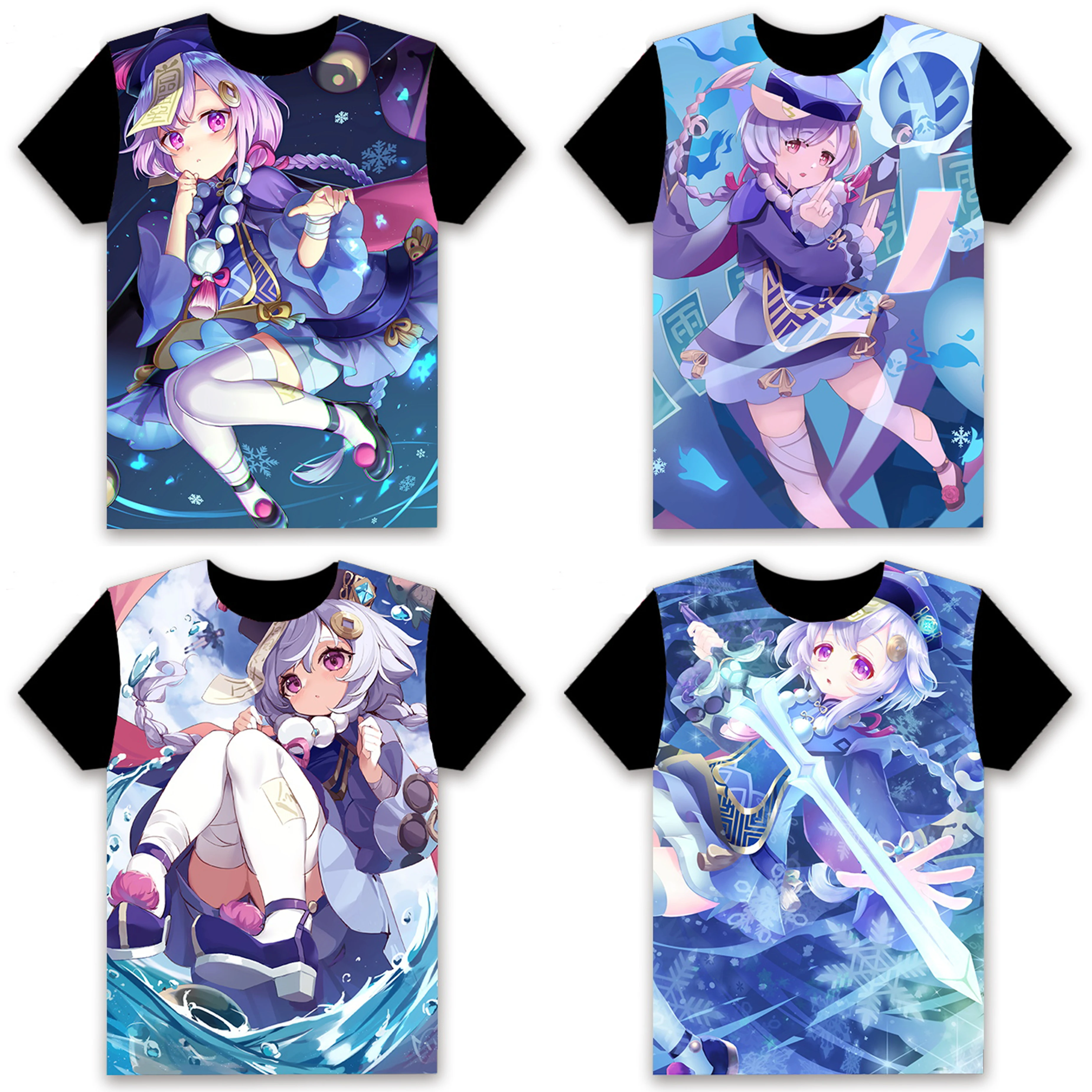 

Футболка унисекс с коротким рукавом, милый модный черный топ с аниме игрой геншина ударного бэйдоу для косплея, для женщин и мужчин, на лето