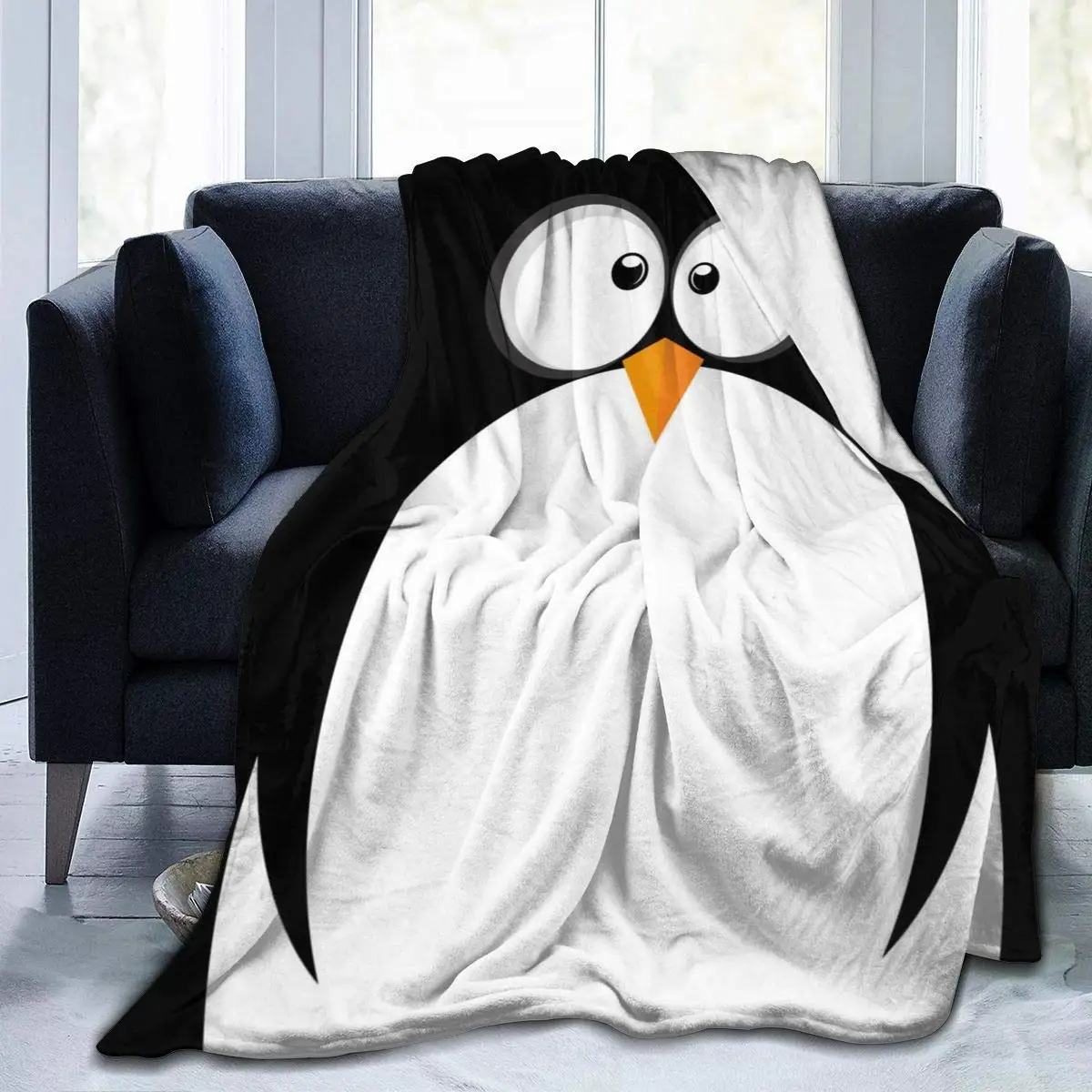 Komik penguen yüz battaniye yatak battaniyesi olarak yatak örtüsü/yatak örtüsü/yatak örtüsü yumuşak, hafif atmak battaniye sıcak ve rahat erkekler için