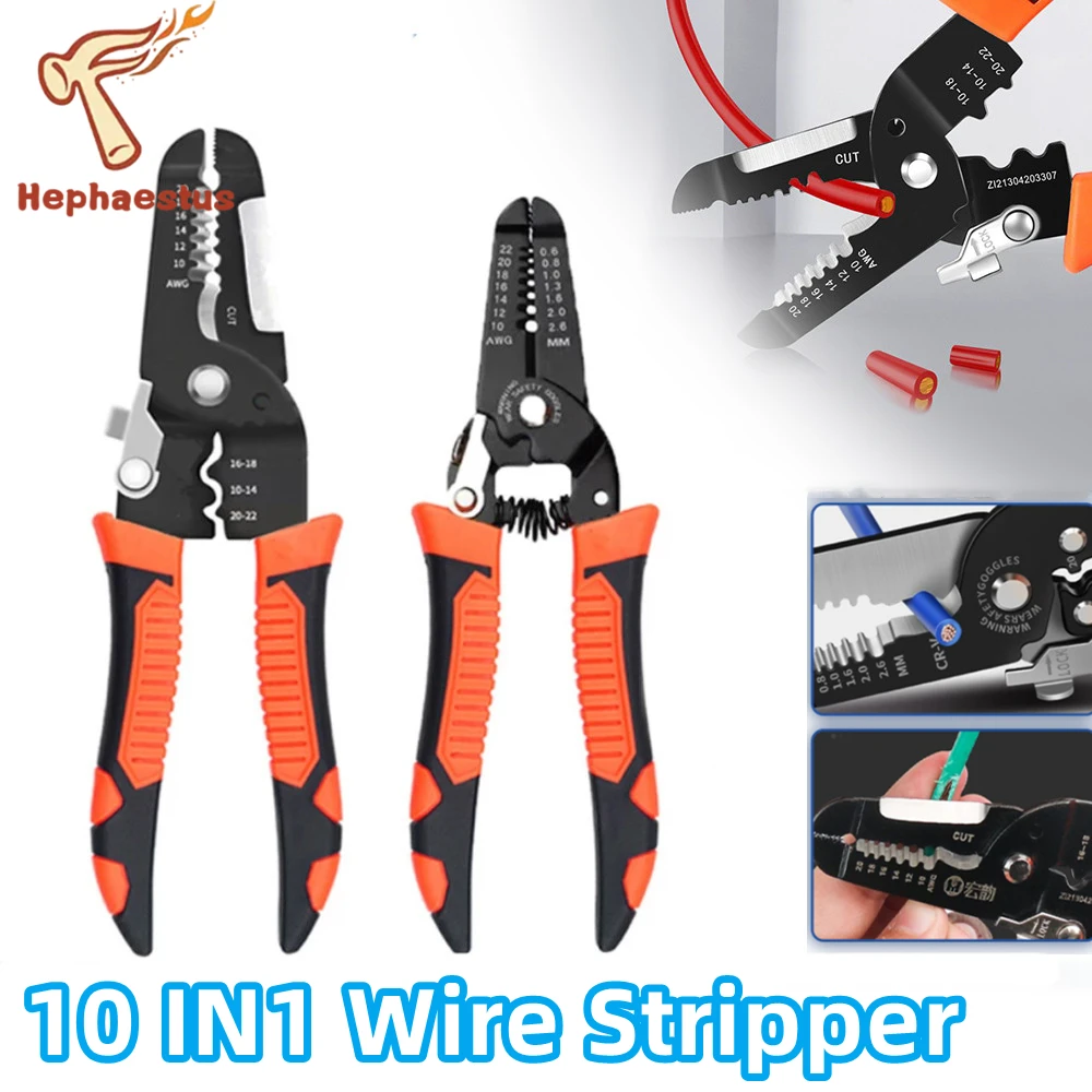 

10 in 1 Wire Stripper Wire Pulling Pliers Multifunctional Electrical Crimping Pliers Cable Strippers Wire Cutting Pliers Tools