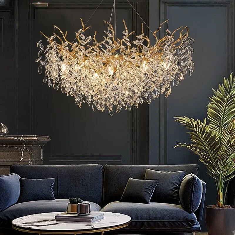 

Светодиодная Подвесная лампа, современные роскошные хрустальные люстры в виде веток для гостиной, большой декоративный осветительный прибор для столовой