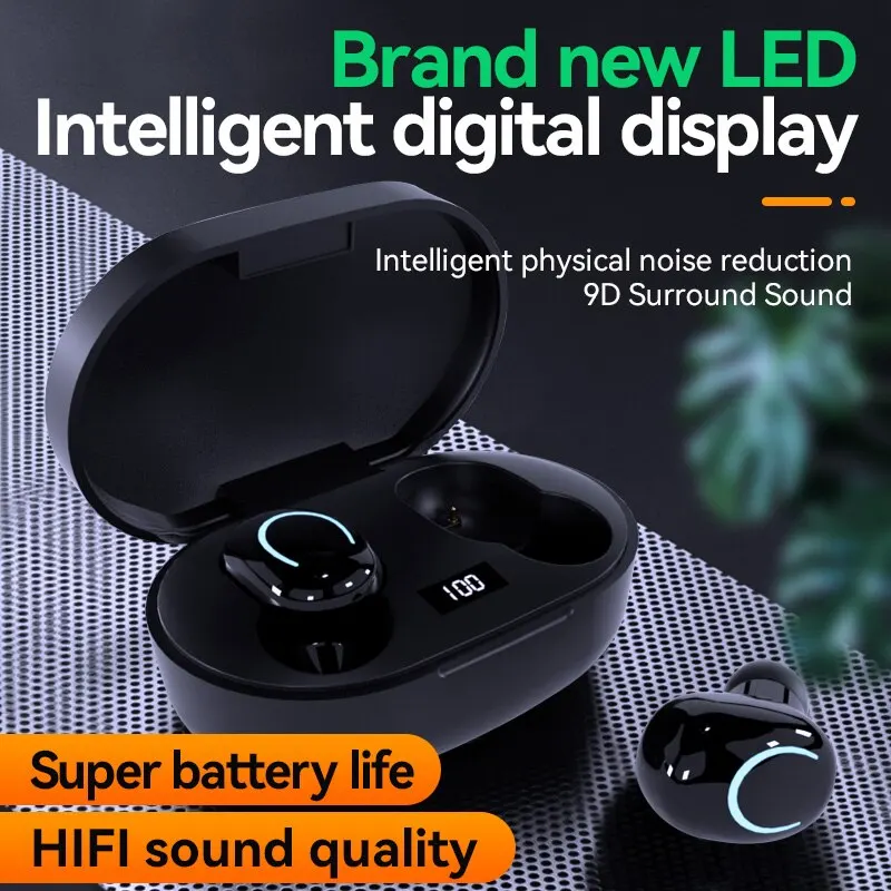 

Enhanced Bluetooth V5.3 TWS Earphones Intelligent Digital Display Sports HIFI Stereo Wireless In Ear Earphones X12