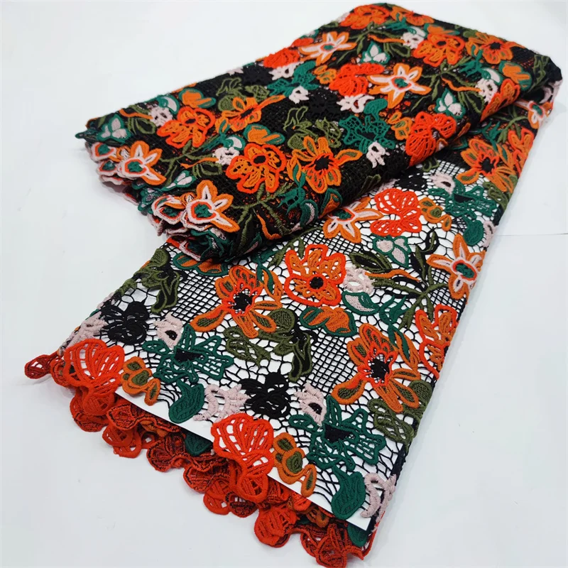 

2022 Latest Nigeria Water Soluble Cord Lace Cozy Fabric African 5 Yards Lace Fabrics High Quality Guipure Lace Dress Material