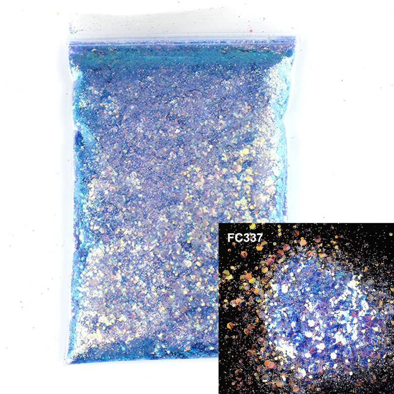 

30g AB Holographic Iridescent Nail Art Glitter Sequins Mix Hexagon Nail Chrome Flakes Laser Pigment Powders DIY Nail Decorations