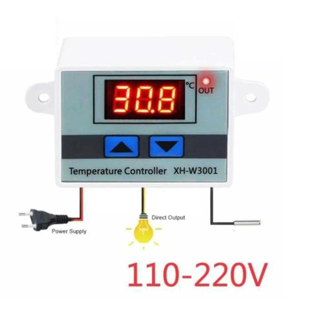 AC 110V/220V Digital Temperature Controller 2.17x1.50x1.26" ABS Incubator Digital Temperature Controller Thermostat Switch Probe