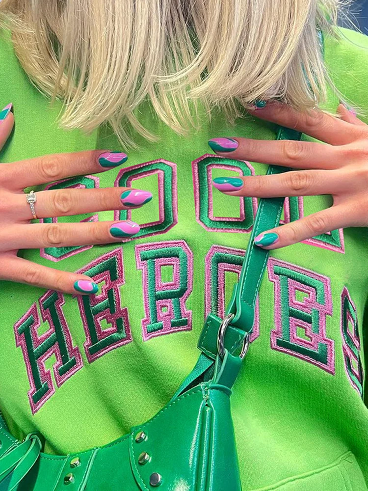 Женские толстовки с капюшоном и вышивкой букв Свободные повседневные уличные