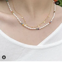 new niche millet bead necklace colorful summer pearl separated lovely neck chain pearl clavicle chain