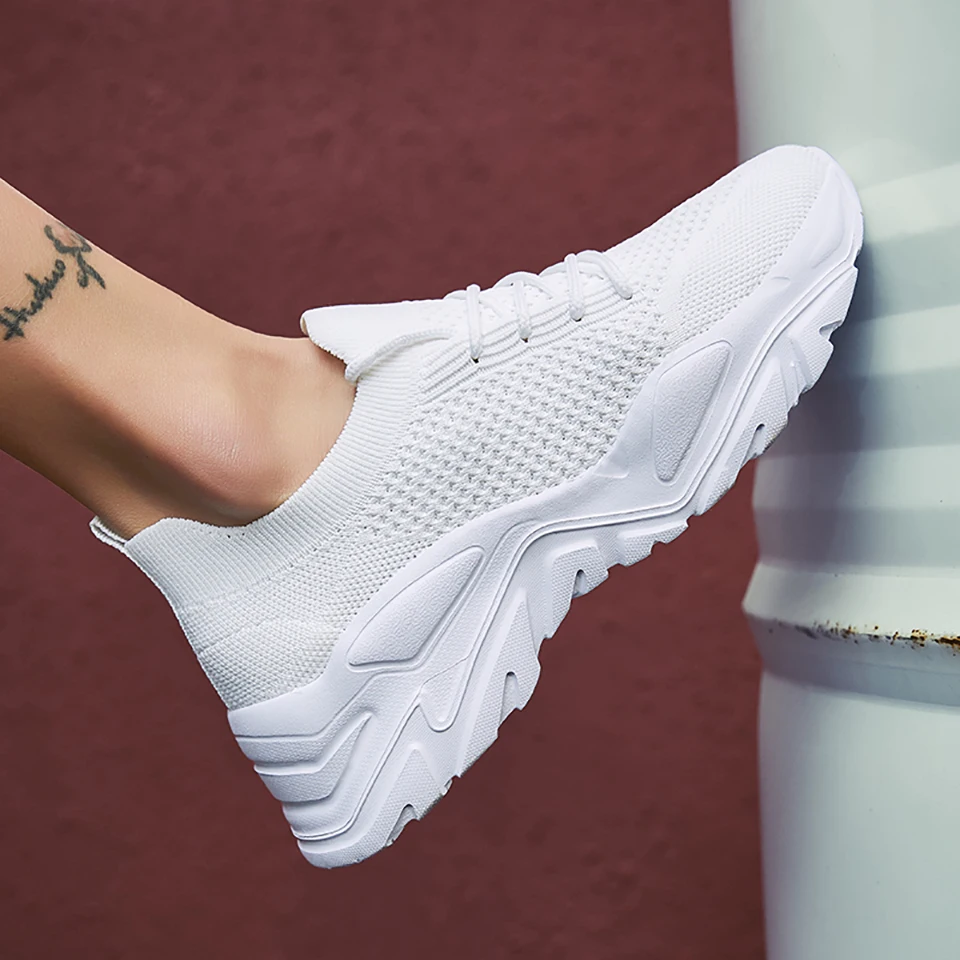 Loekeah Breathable Clunky Sneaker For Women Mesh Outdoor Platform Casual Shoes Fashion Walking Sports Footwear Anti-Slip