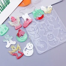 DIY 크리스마스 귀걸이 펜던트, 실리콘 몰드, 에폭시 송진, 몰드 주얼리 제작, 귀걸이 키체인, 금형 참 공예 도구, 신제품