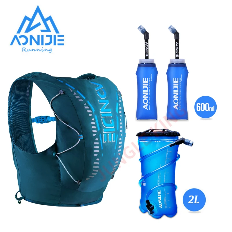 AONIJIE C962S New 12L Sports Off Road Backpack Running Hydration Bag Vest Soft for Hiking Trail Cycling Marathon Race 600ml 2L