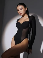 2022 summer autumn sexy patchwork overalls women bodysuits mesh transparent bodycon tops fashion casual rompers woman jumpsuits