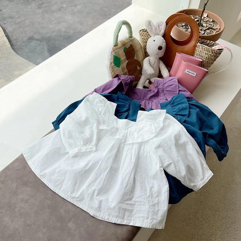 Футболка для девочек Свободный Топ А-силуэта с длинным рукавом рубашка 22 новинка