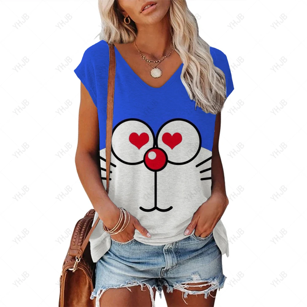 

Harajuku Tank Tops Fashion T Shirt Doraemon Print Vest Summer Top Tee Casual Sleeveless Sexy Tshirt Elegant Haut Femme Mujer
