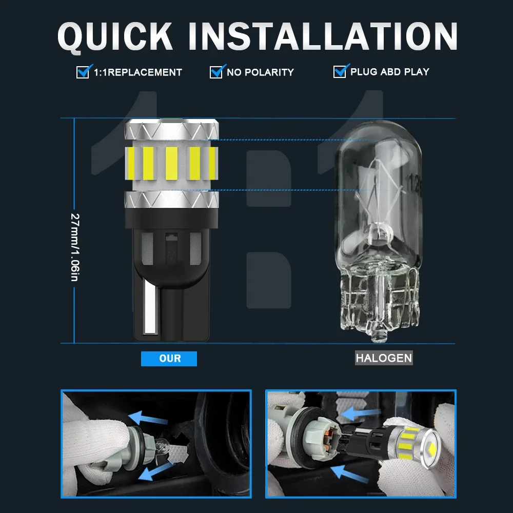 2 шт. T10 W5W Canbus светодиодный габаритный фонарь освещения номерного знака