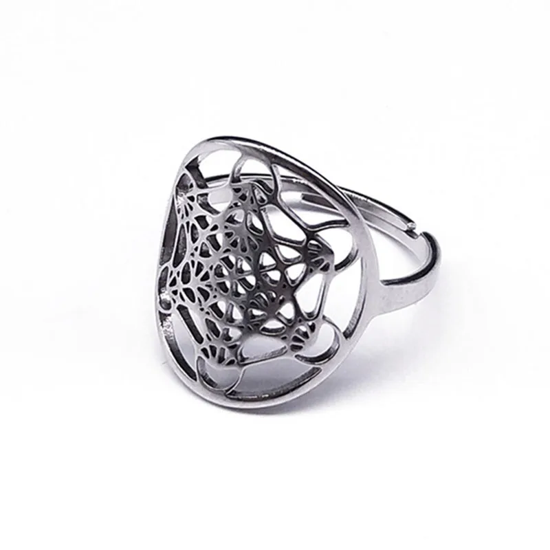 

Yoga Flower of Life Adjustable Ring Stainless Steel Women/Men Metatron Amulet Rings Gift Jewelry Joyería de anillos RS02
