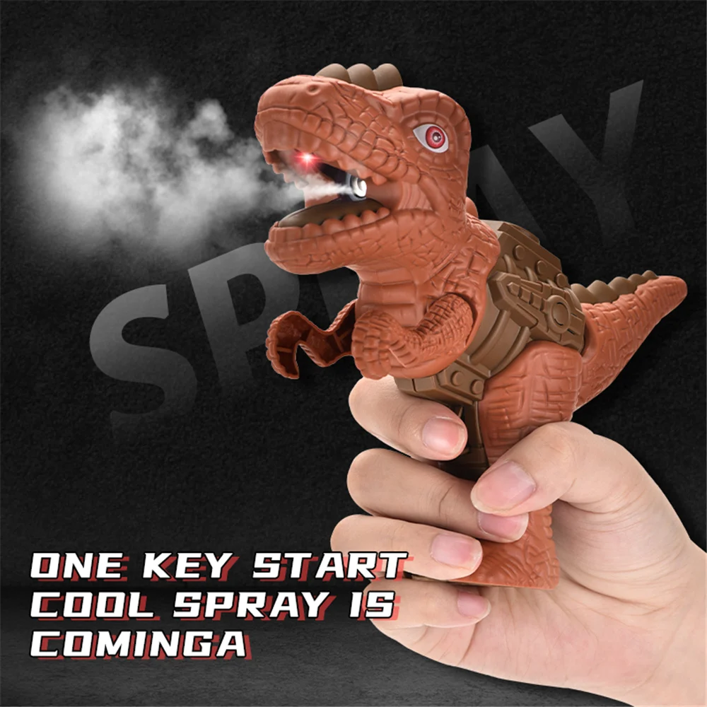 

Dinosaur Toy Portable Sound Fire Spray Gun Tyrannosaurus Rex Triceratops Sound Light Summer Outdoor Disinfection Safe Gun Kids