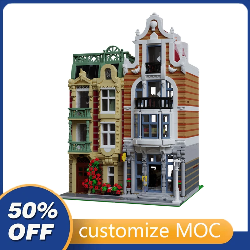 

4518PCS Customized MOC Modular Cheese Shop street view Model Building Blocks Bricks Children birthday toys Christmas gifts
