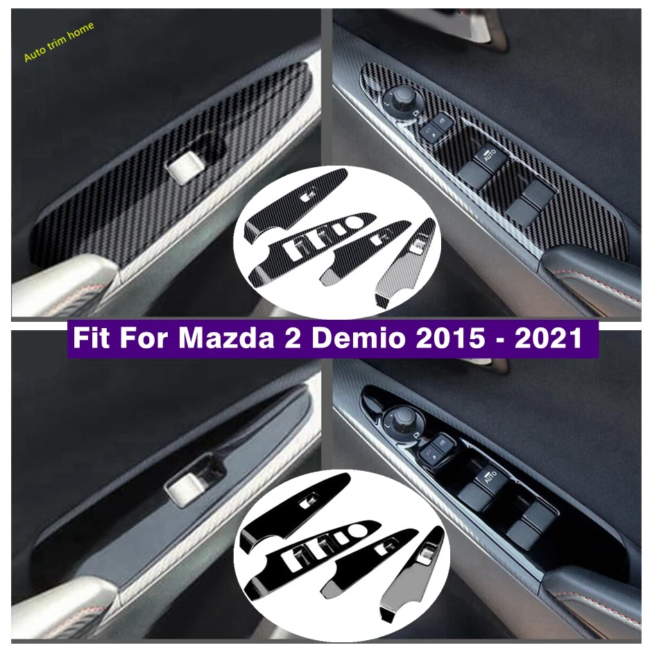 

Car Door Armrest Window Glass Lift Button Control Panel Cover Trim For Mazda 2 Demio 2015 - 2021 RHD Carbon Interior Accessories