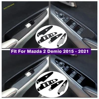 car door armrest window glass lift button control panel cover trim for mazda 2 demio 2015 2021 rhd carbon interior accessories