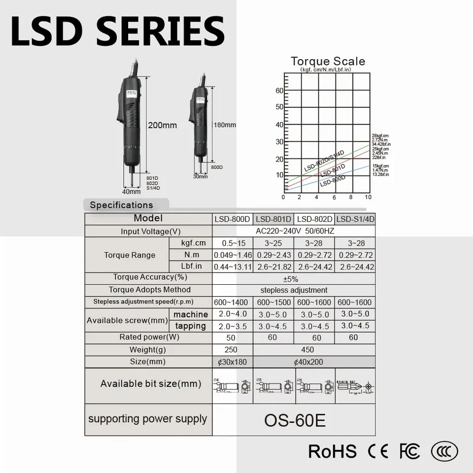 LSD-801D AC220V с блоком питания/инструмент для сборки электрическая отвертка