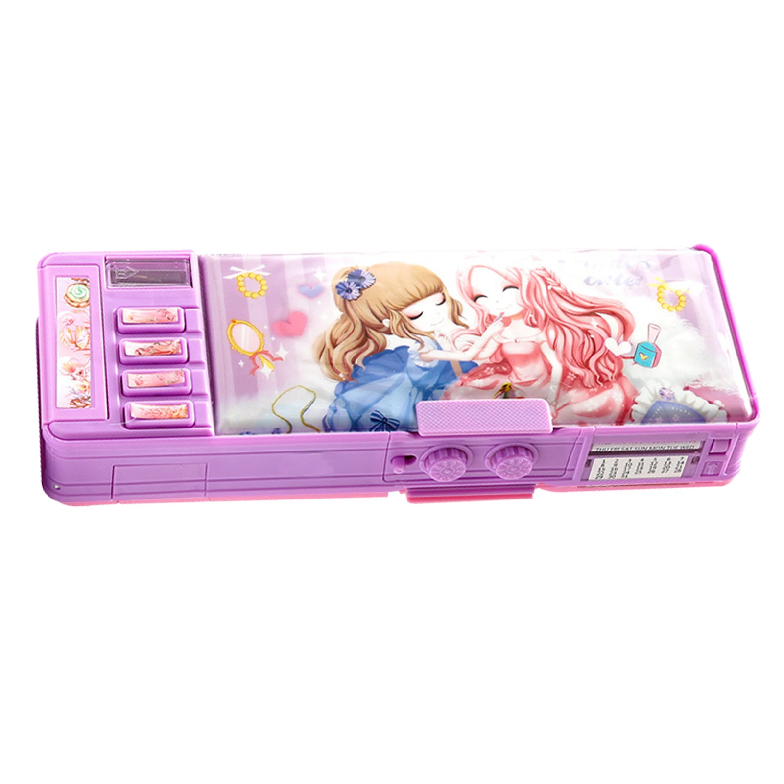 

Girl Stationery Organizer Cute Cartoon Pencil Case Multifunctional Holder Large Capacity Pen Box Student Ruler Schedule Portable