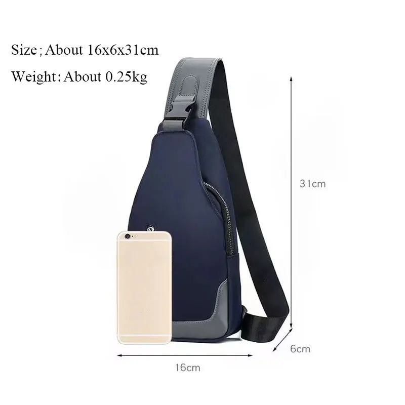 Men's Chest Bag Solid Color Men Chest Bag Outdoor Casual Messenger Bags Crossbody Bag USB Charging Waist Bag Sports Shoulder Bag