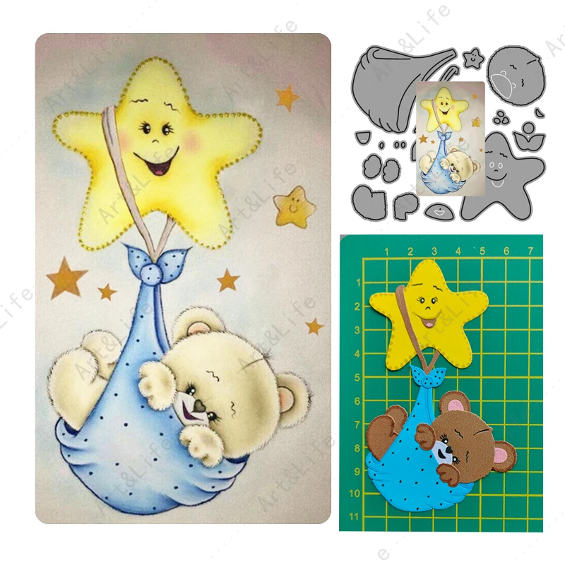 

Новое поступление, металлические Вырубные штампы с милым медведем и звездой для скрапбукинга