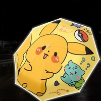 3 fully automatic umbrellas childrens cute cartoon pikachu folding sun umbrellas sunshade umbrellas for men and women