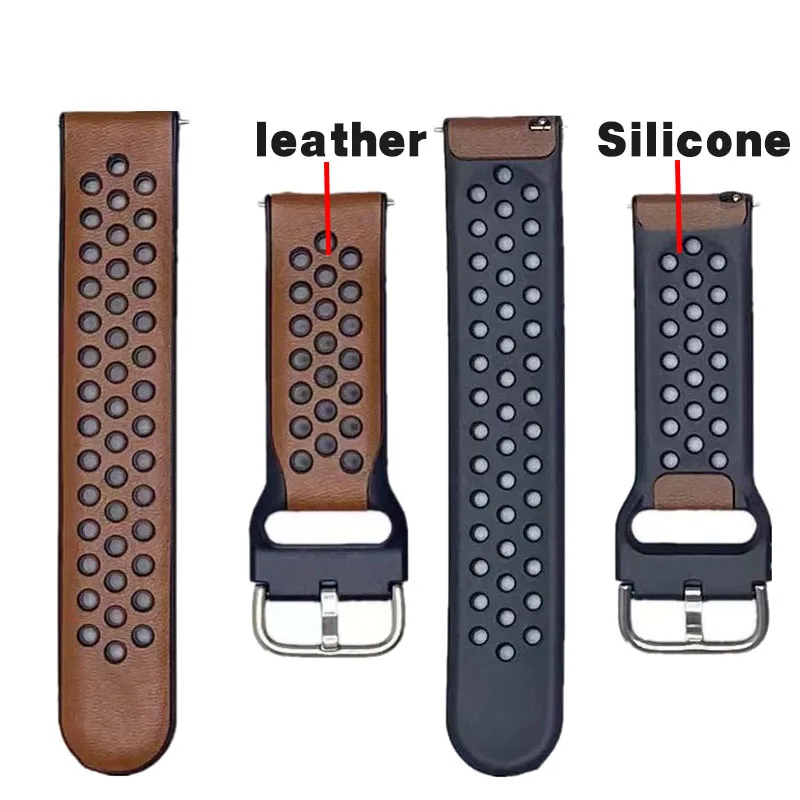 Ремешок для часов мужской из кожи и силикона браслет Huawei Watch gt2/GT 3 46 мм/GT2 Pro Xiaomi mi S1