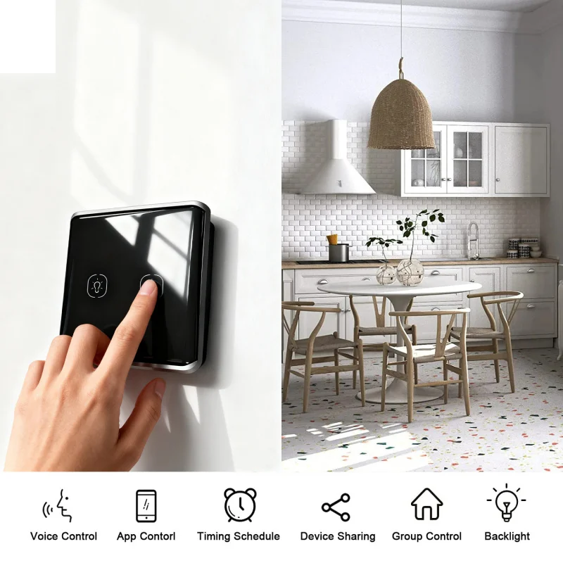 Фото Новая интеллектуальная изогнутая панель Tuya Zigbee: переключатель европейского стандарта 86, зеркало из закаленного стекла, одинарный/нейтральный провод Alexa, голосовое управление Google №3