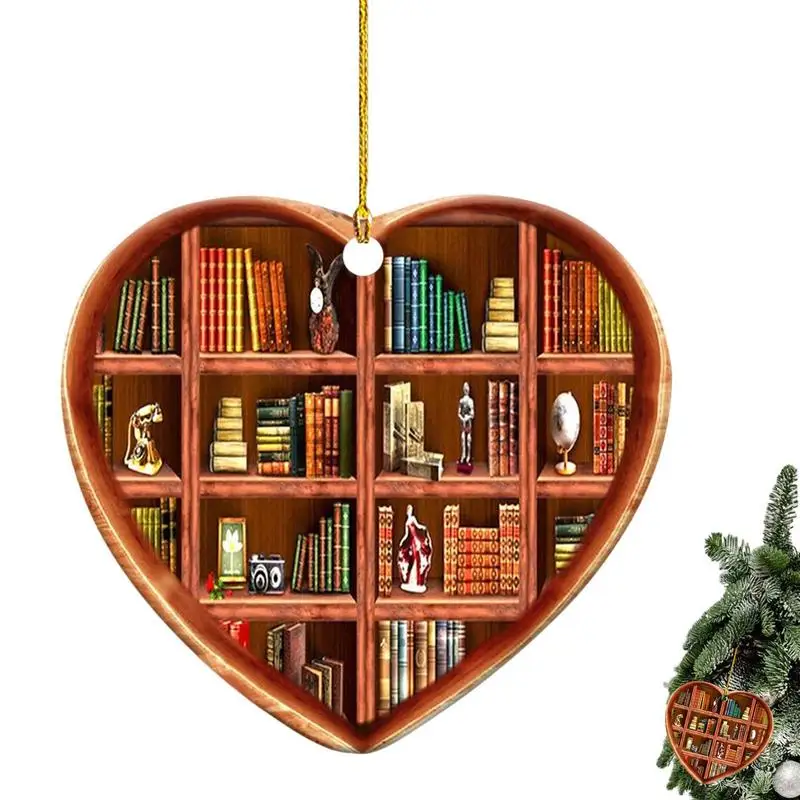 

Heart Ornaments For Christmas Tree Heart Shaped Bookcase Christmas Tree Hanging Ornaments Valentine's Day Party Decor Supplies