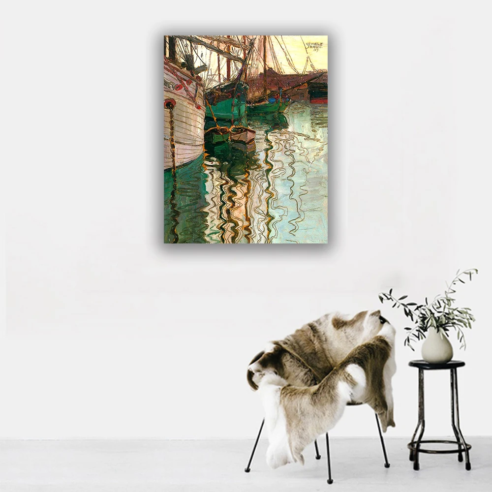 Egon Schiele гавань Триест холст искусственные репродукции постер для украшения дома