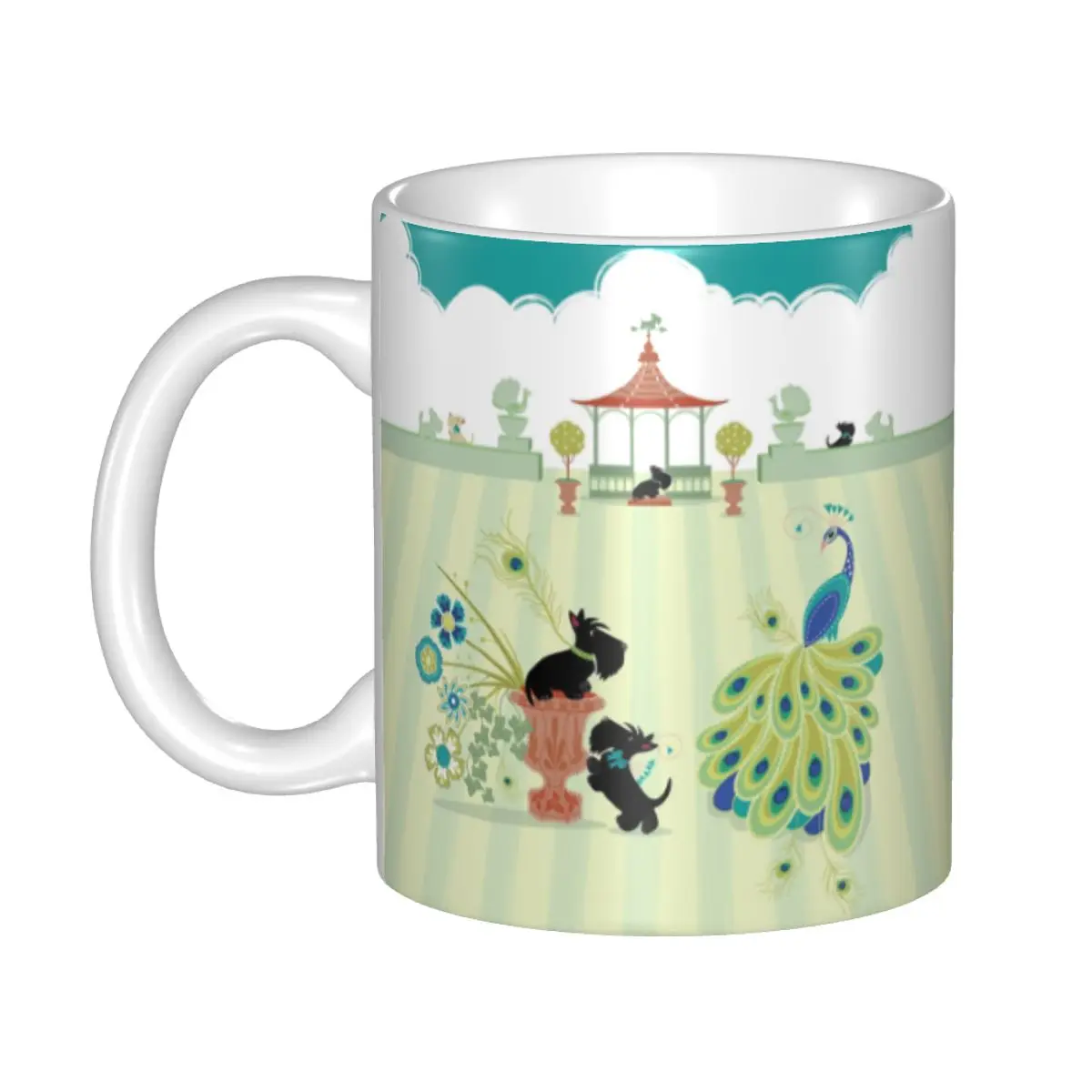 

Кружка скотти и павлина, персонализированная керамическая кофейная кружка с собакой шотландского терьера, креативный подарок