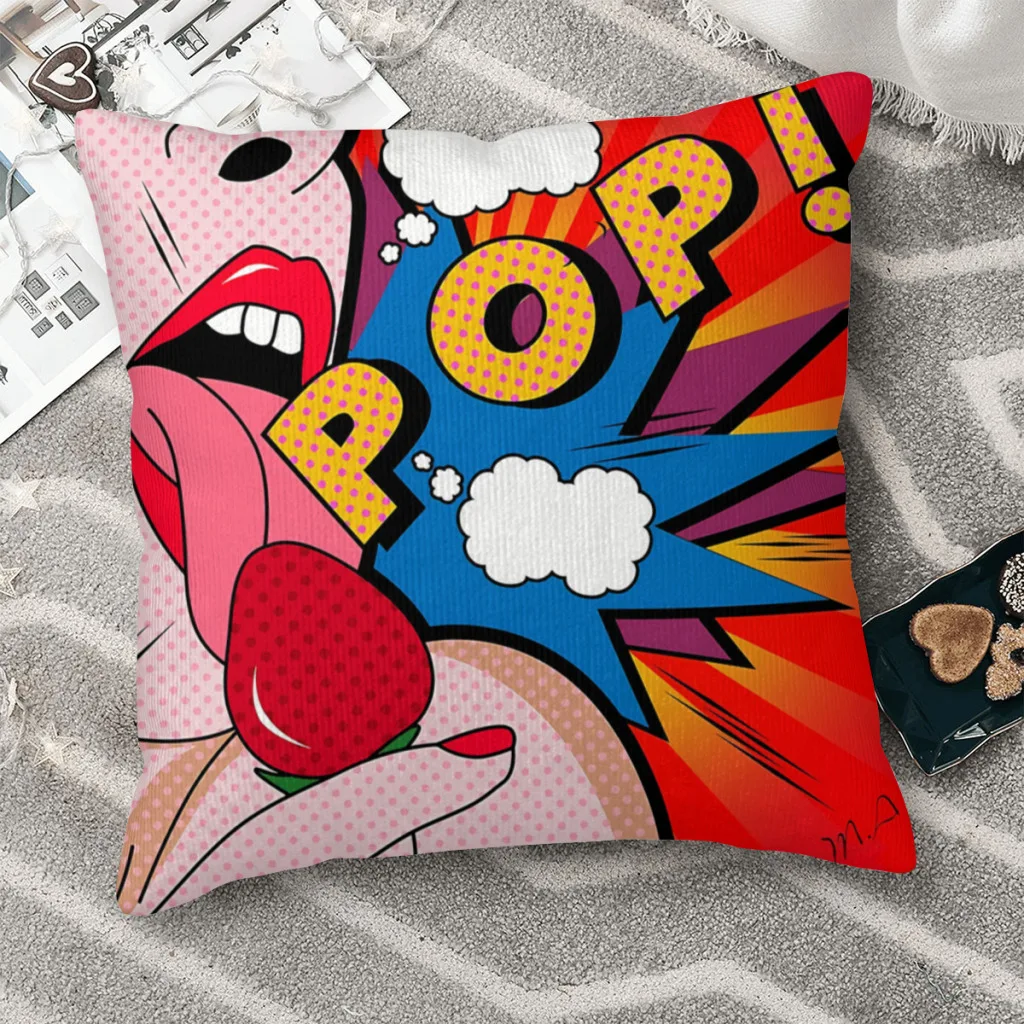 

Pop Art Polyester Cushion Cover For Home Garden Decorative Reusable Pillow Cover