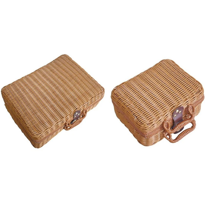 

Домашняя соломенная ротанговая коробка для хранения в стиле ретро, дорожная Корзина для пикника, чемодан, сумочка