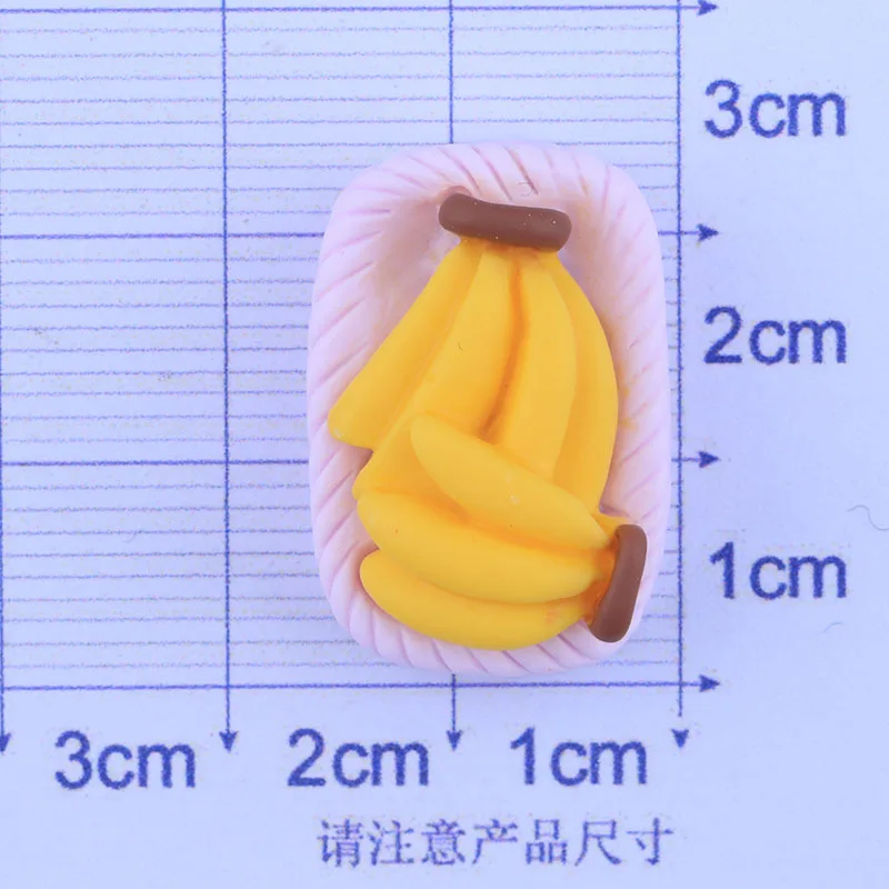

1pcs resin simulation Cartoon Fruit basket banana 23mm Embellishment Cabochons Scrapbooking Hair Bow Center DIY