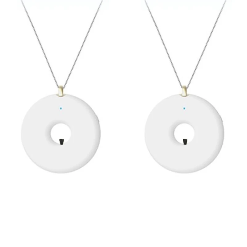 

2X Personal Air Purifier Portable USB Ioniser Air Fresher Cleaner Ionizer Necklace Negative Ion For Adults Kids White