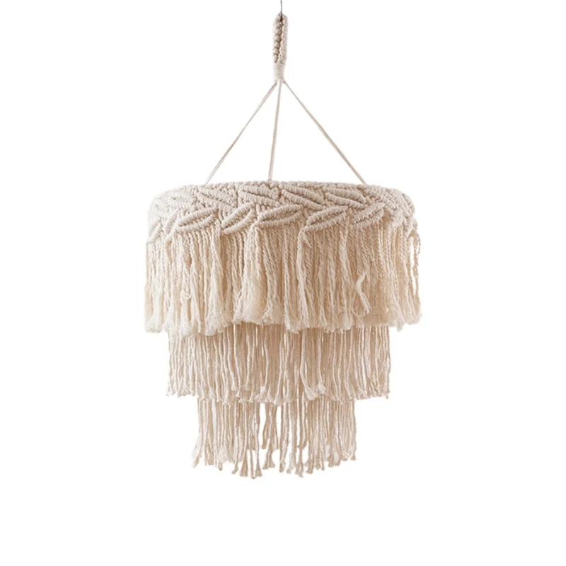 

Nordic Handmade Woven Lampshade Decorative Light Cover Supplies for Bedroom Dormitory Wall Decoration Present M76D