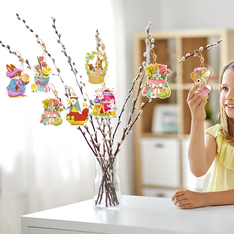 Пасхальная тематическая подвеска с мультяшным куриным кроликом подарочная