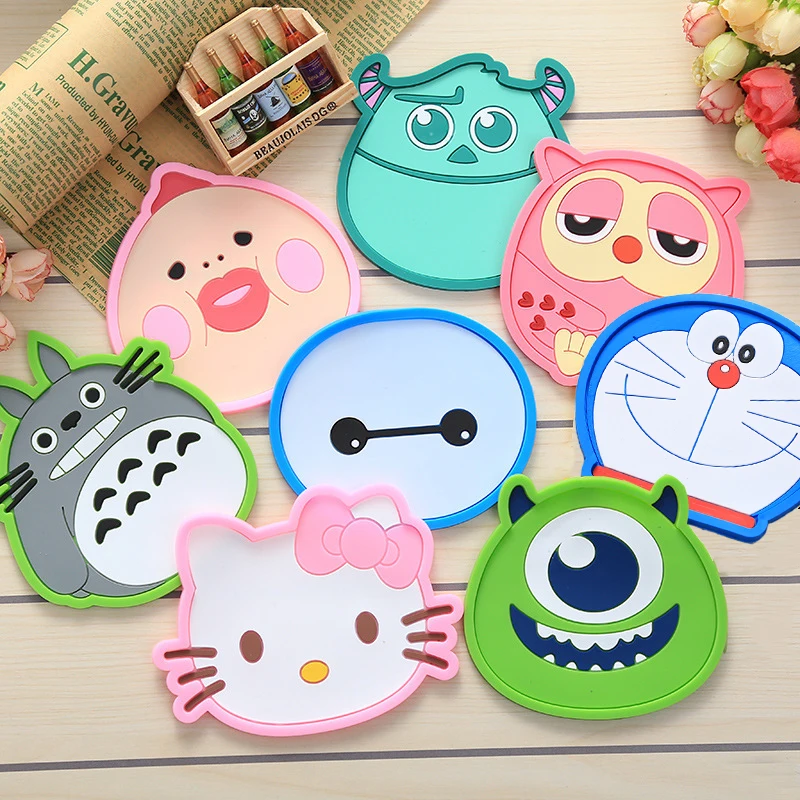 Color Cute Coaster Cartoon Silicone Dining Table Placemat Kitchen Accessories Mat Cup Bar Mug Cartoon Animal Drink Pads