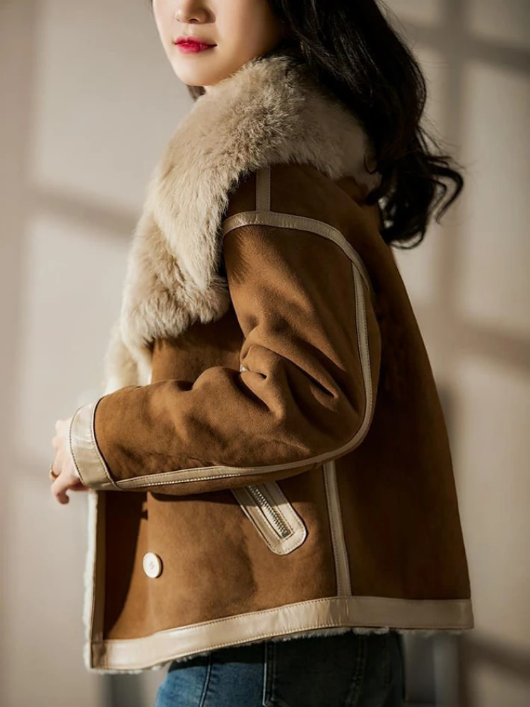 Fashion Retro Coat Women's Lapel Fur One-piece Imitation Fur Short Coat Winter New Temperament Warm Short Winter Coat Women 2022