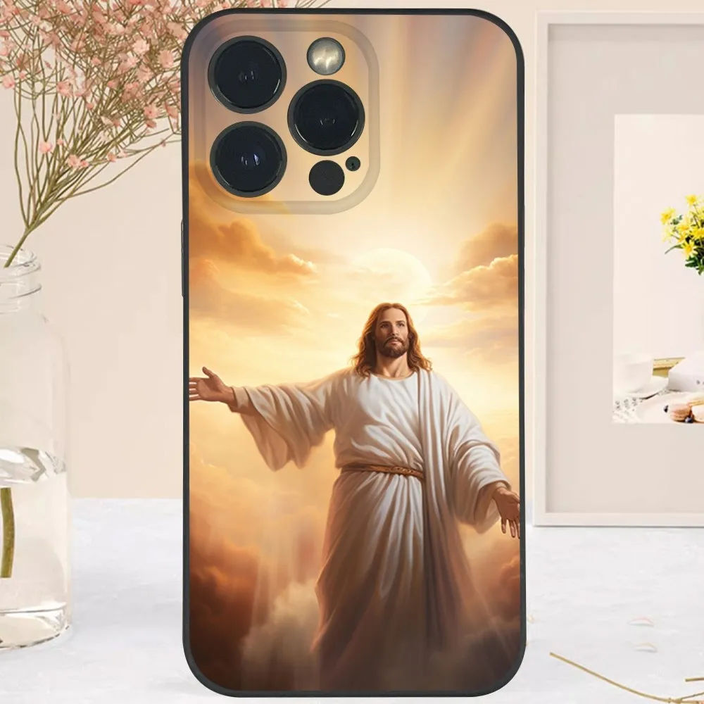 Чехол для телефона F-Faith Christian Jesus Cool iPhone 15 14 13 12 11 Pro Xs Max Mini XR X 7 8 Plus черный матовый