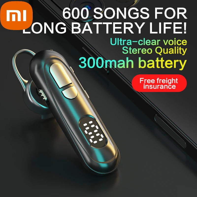 

XIAOMI Newest Bluetooth Headset 5.1 Earpiece Handsfree Headphones LED Display 9D Stereo Earbud Earpiece For iPhone